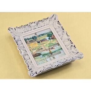 Oyster Sloop by Childe Hassam - Mini Antique Canvas Painting Framed Artwork